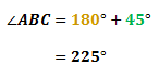 angle ABC is 225 degrees