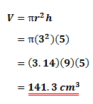 using the formula for the volume of a cylinder