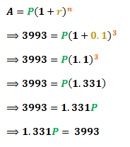 using the compound interest formula to find the principal