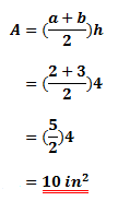 Using the formula for the area of a trapezoid