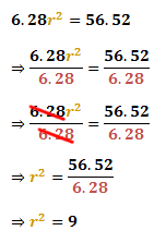 dividing both sides of the equation with 6.28