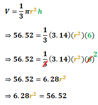 substituting the values of V, Pi and h