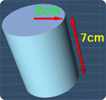 cylinder with R=2cm and H=7cm