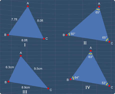 identify all the isosceles triangles