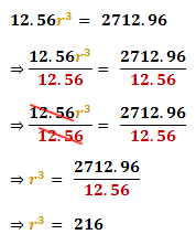 dividing both sides of the equation with 12.56