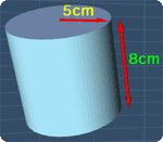 cylinder with the radius 5cm and height 8cm