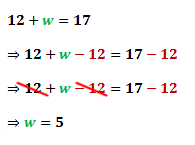adding -12 to both sides of the equation