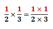 Multiply the fractions, (1 x 1)/(2 x 3)