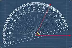 the origin is on the vertex of the angle