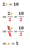 x is calculated as 5