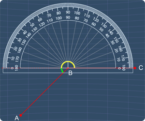 using the protractor to measure first angle