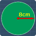 a circle with radius of 8cm