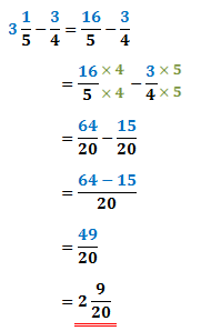 Math Expression: Subtracting Fractions Worksheet - Unlike Denominators