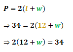 substituting P with 34 and l with 12