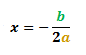 formula for the x-coordinate of the vertex, x= -b/2a