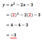 calculating for y when x is 2