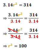 dividing both sides with 3.14
