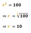 square root of 100 is 10