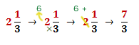 Convert 2 1/3 to improper fraction