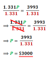 dividing both sides with 1.331 to find P