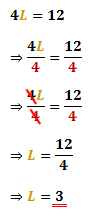 dividing both sides of the equation with 4