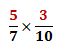 Multiply fractions, 5/7 with 3/10
