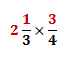 Multiply fractions,2 1/3 with 3/4