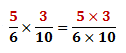 Multiply the fractions (5 x 3)/(6 x 10)
