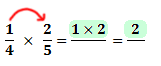 Multiply the numerators (2 x 1 = 2)