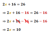 simplifying by adding -16 to both sides of the equation