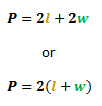 formula for the perimeter of a rectangle