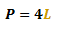 formula for the perimeter of a square, P=4L