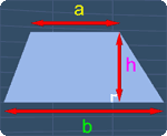 a trapezoid with the heigh h, and parallel sides of a and b.