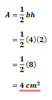 Using the area formula of a triangle