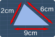 a triangle with side lengths of 2cm, 6cm and 9cm