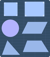 Basic 2D Figures: square, rectangle, circle, parallelogram, triangle and trapezoid