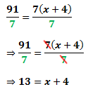 dividing both sides with 7