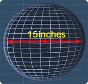 sphere with the diameter of 15 inches