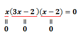all parts of x(3x-2)(x-2)  is equals to 0