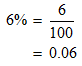 convert 6 percent to decimal