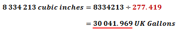 converting cubic inches to UK gallons