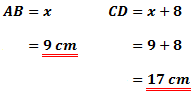 AB is 9cm and CD is 17cm