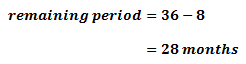 the remaining period is 36-8=28 months