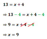 x is equals to 9